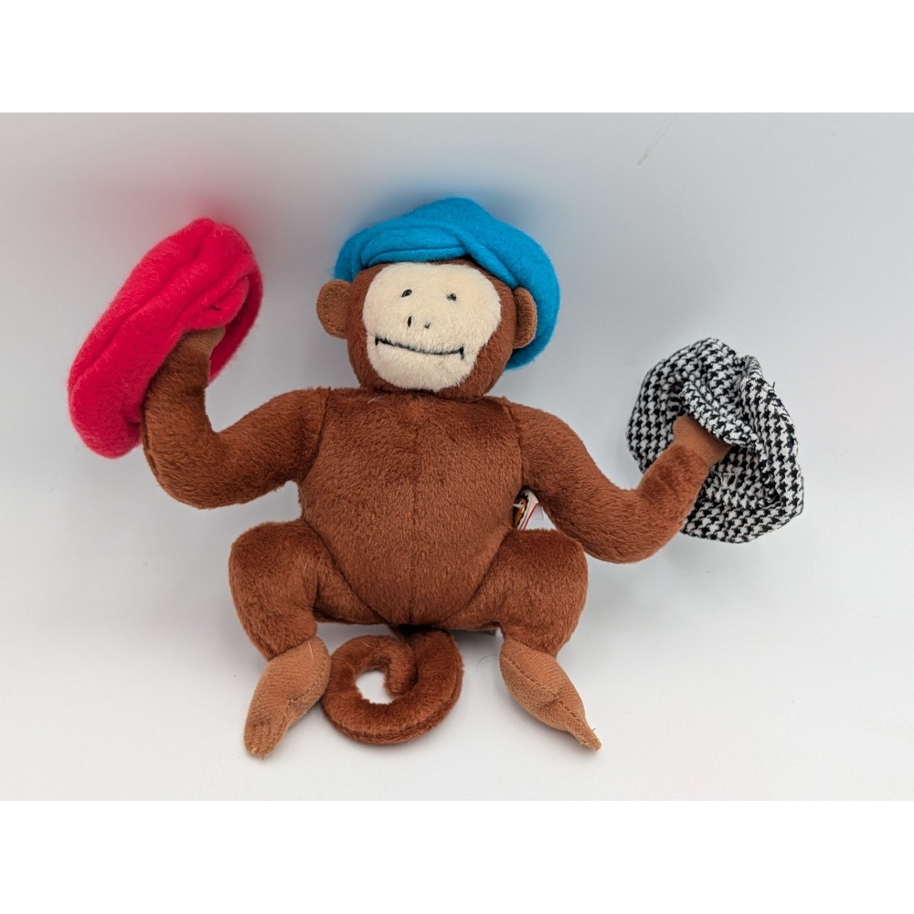 Crocodile Creek Caps For Sale Monkey Plush Brown Blue Red Houndstooth Hats 1999